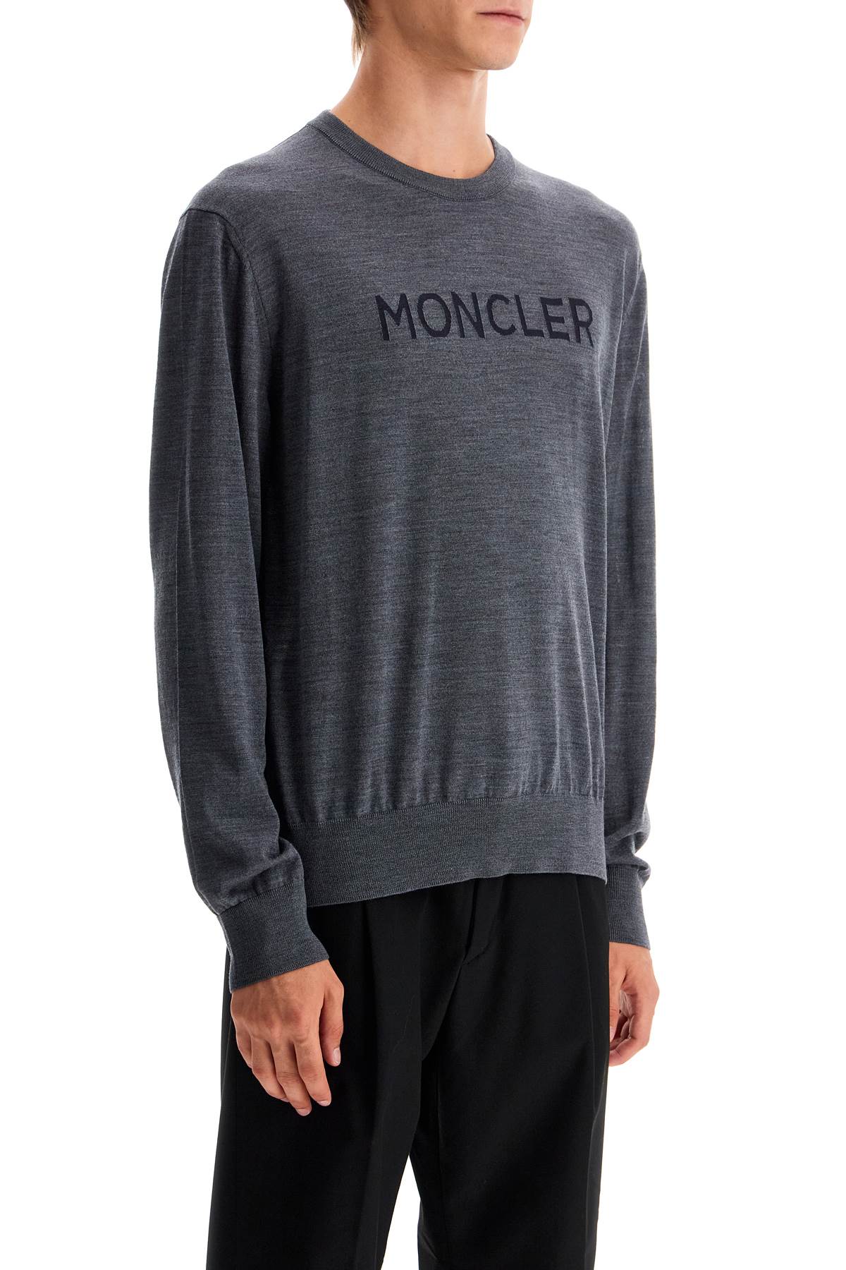 Shop Moncler Lightweight Wool Pullover Sweater In Grey