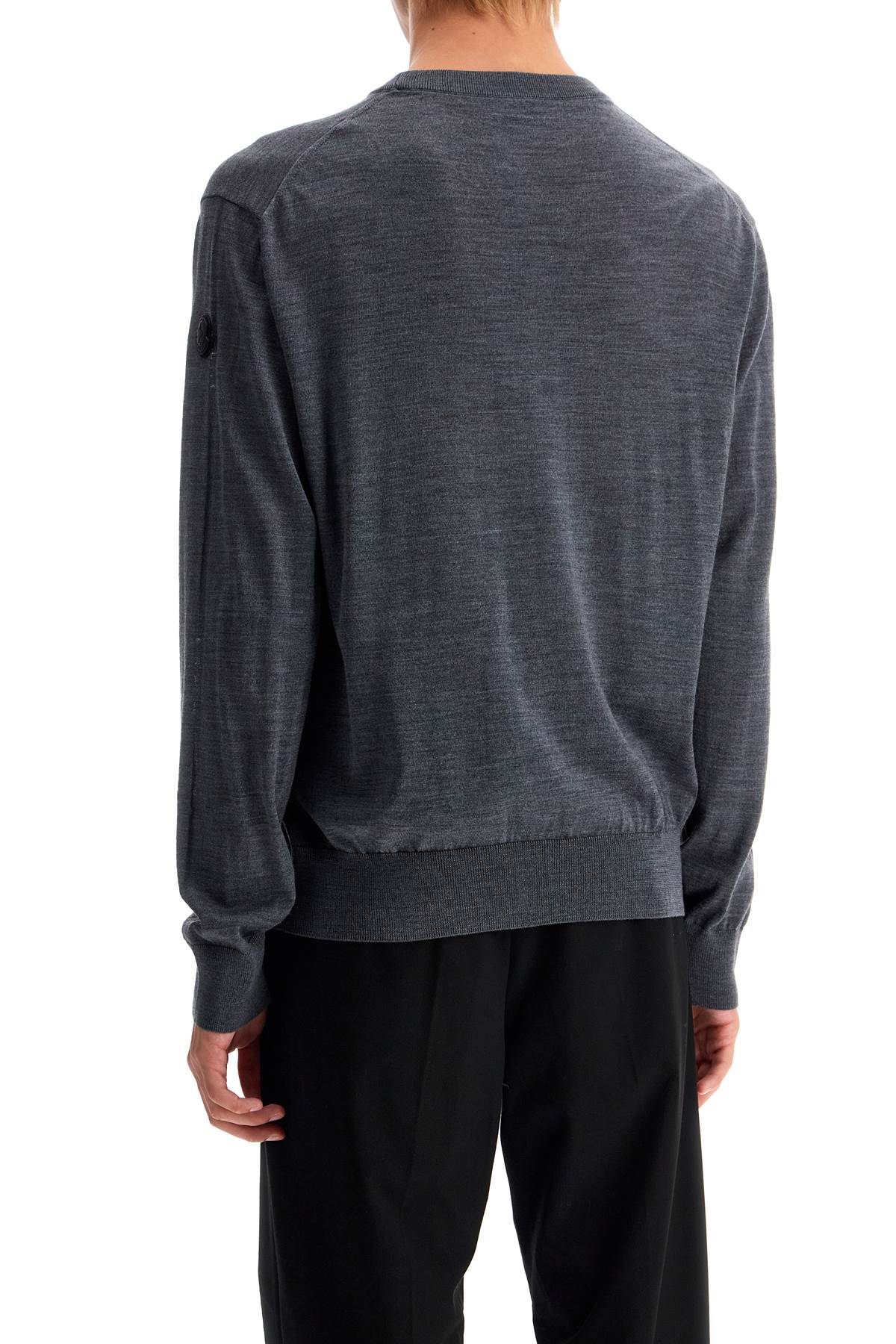 Shop Moncler Lightweight Wool Pullover Sweater In Grey