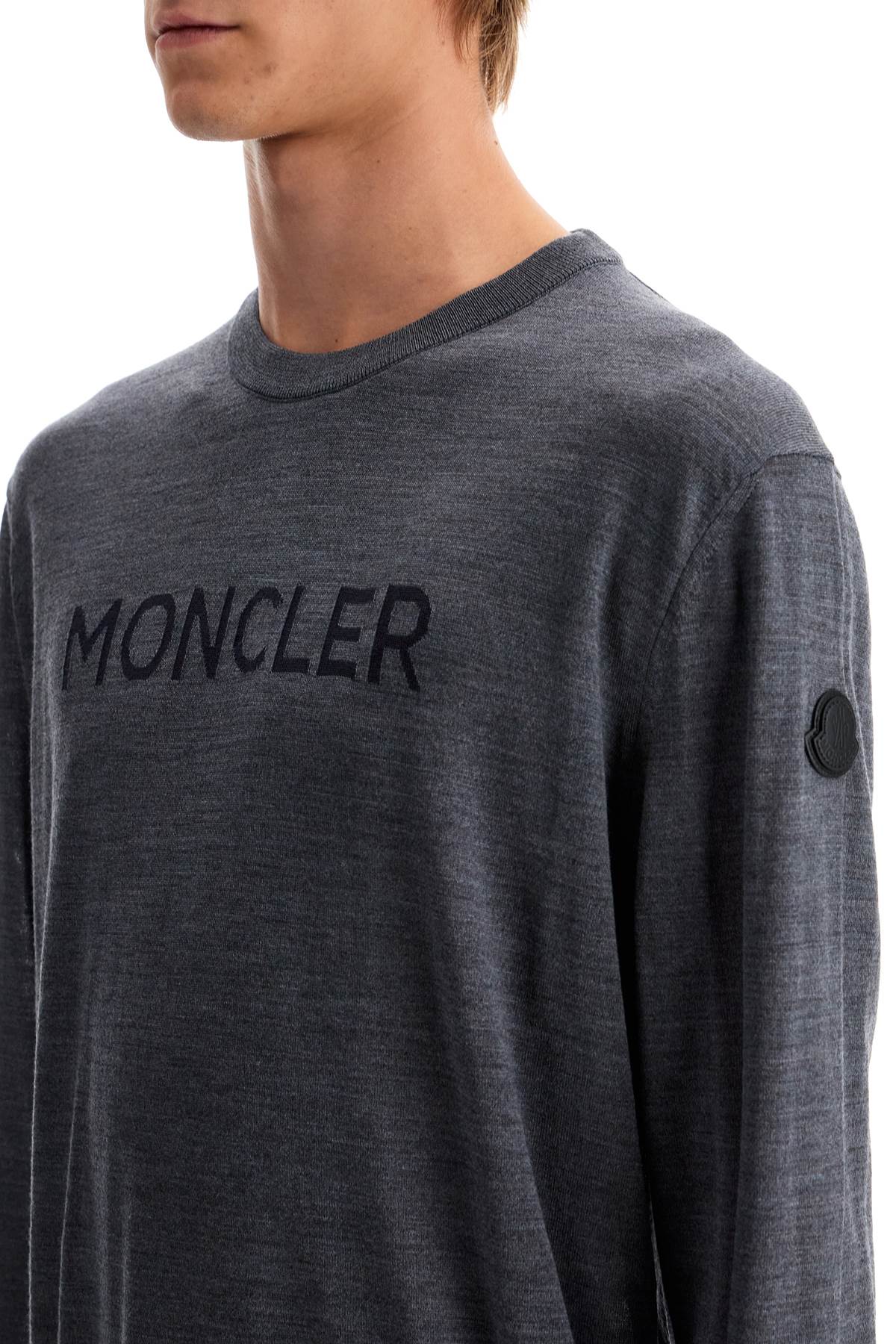 Shop Moncler Lightweight Wool Pullover Sweater In Grey