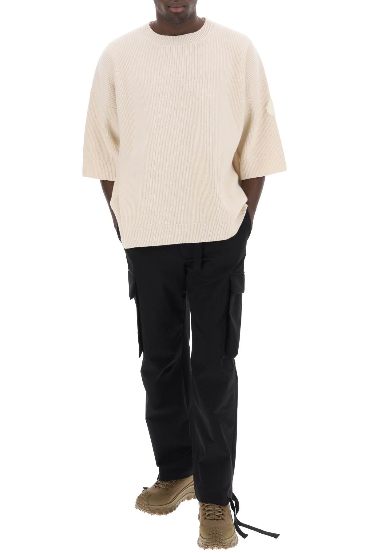 Shop Moncler X Roc Nation By Jay-z Short-sleeved Wool Sweater In White,neutro