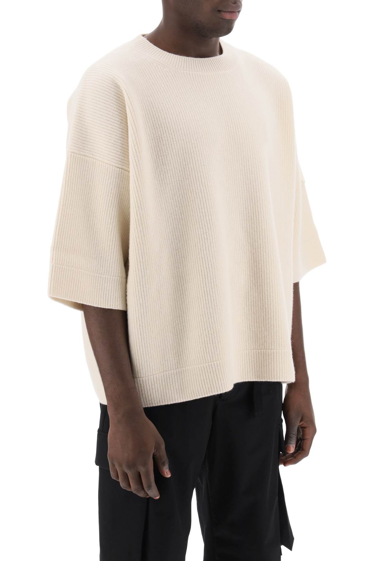 Shop Moncler X Roc Nation By Jay-z Short-sleeved Wool Sweater In White,neutro