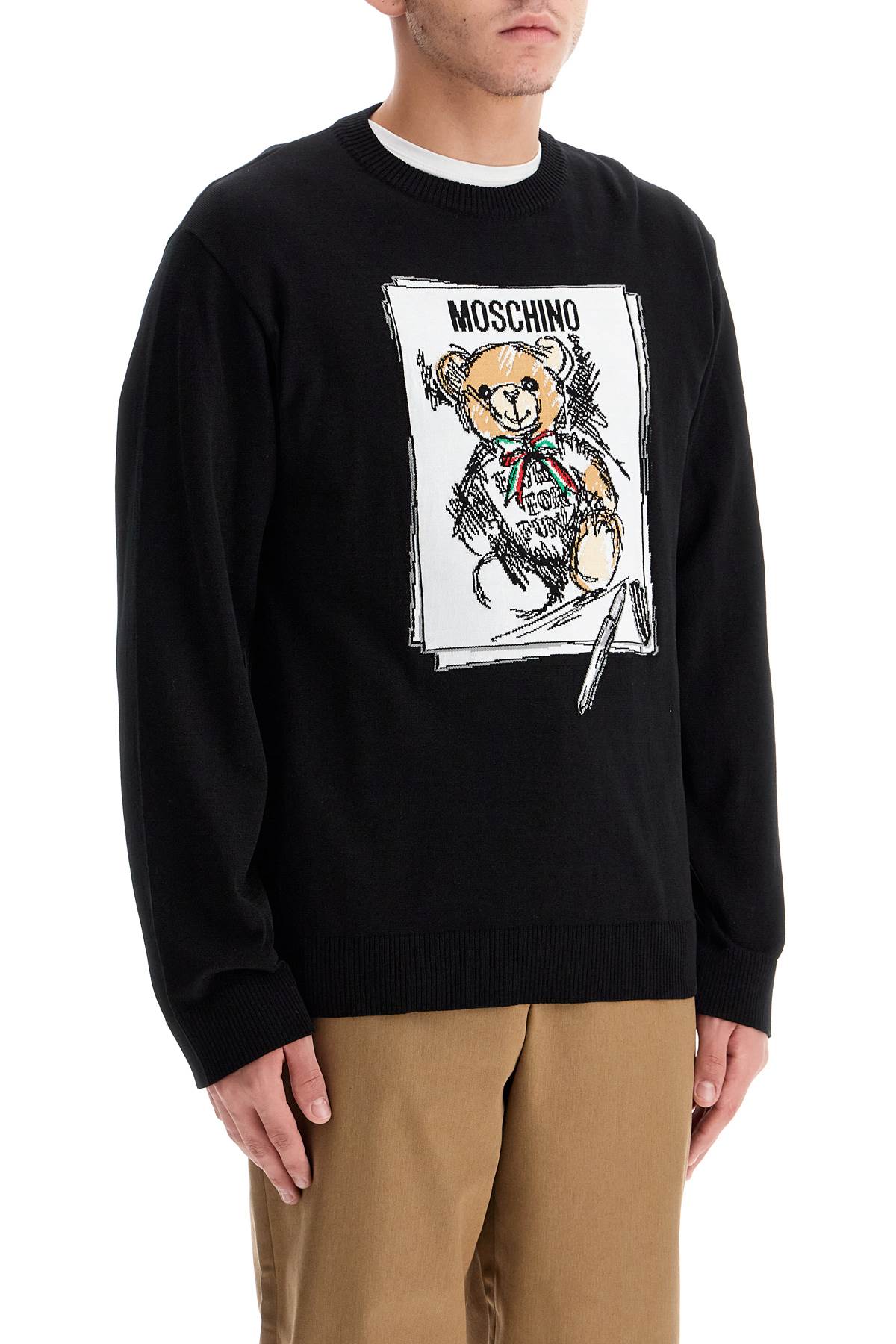 Shop Moschino Teddy Bear Pullover In Black