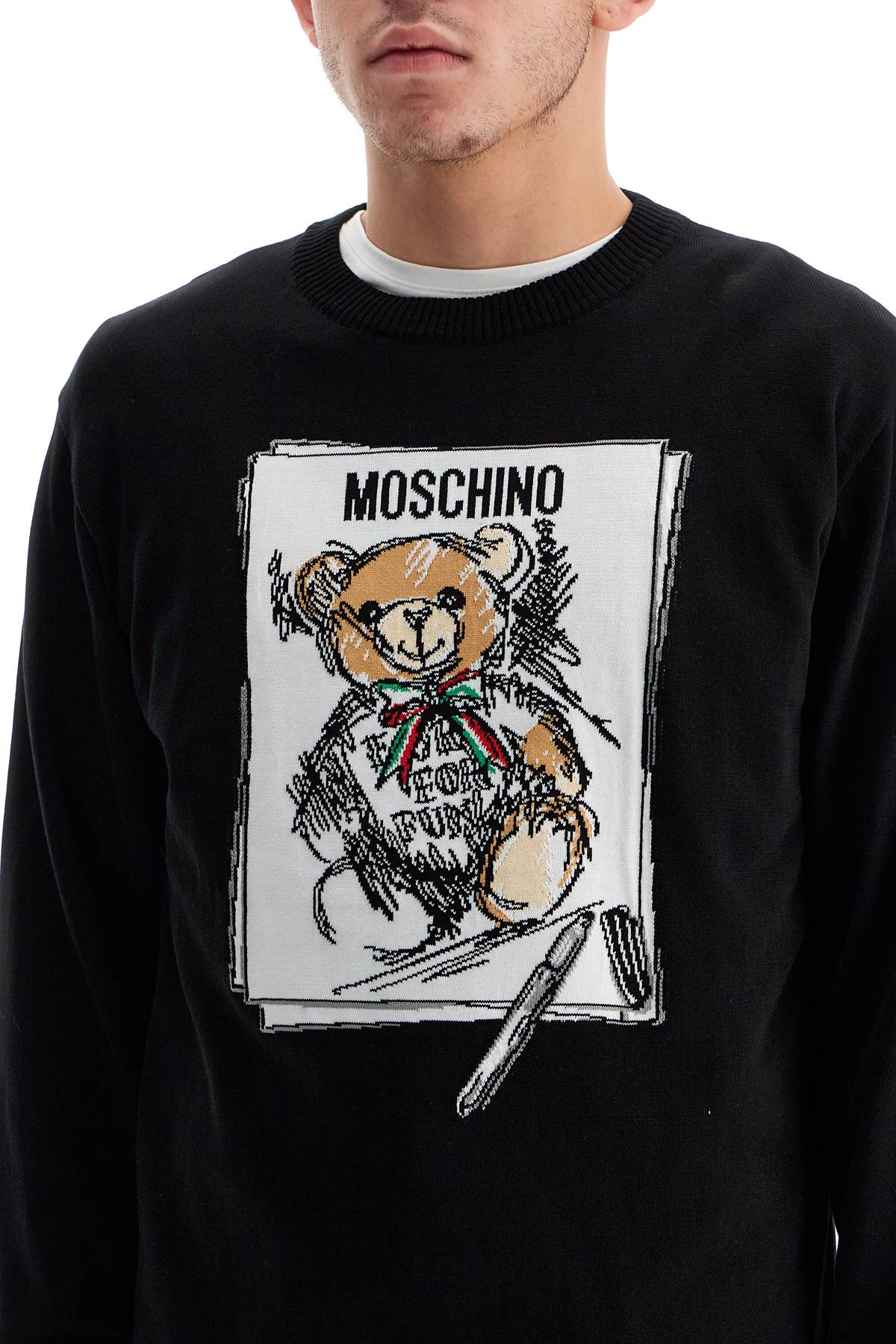 Shop Moschino Teddy Bear Pullover In Black