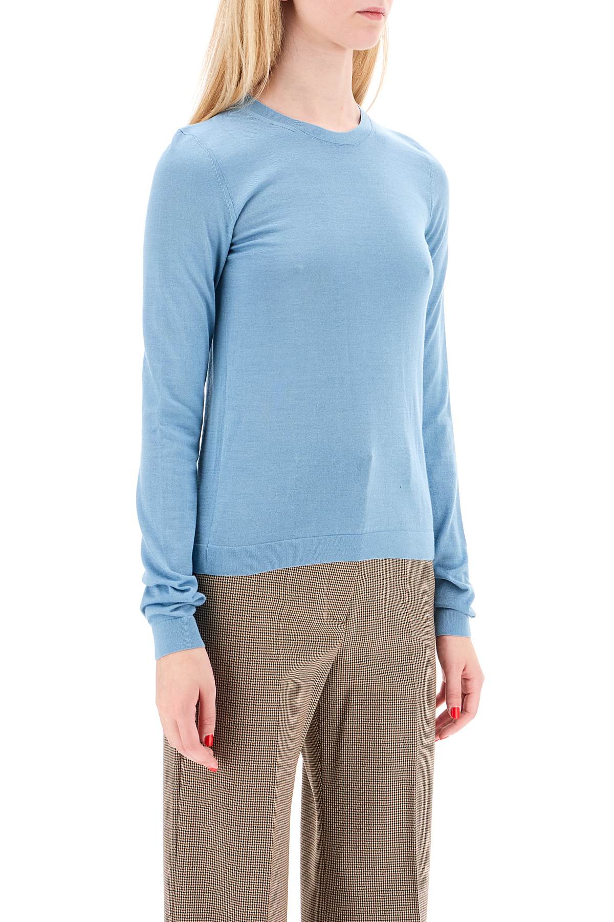 Shop Mrz 'cashmere And Silk Blend Sweater In Light Blue