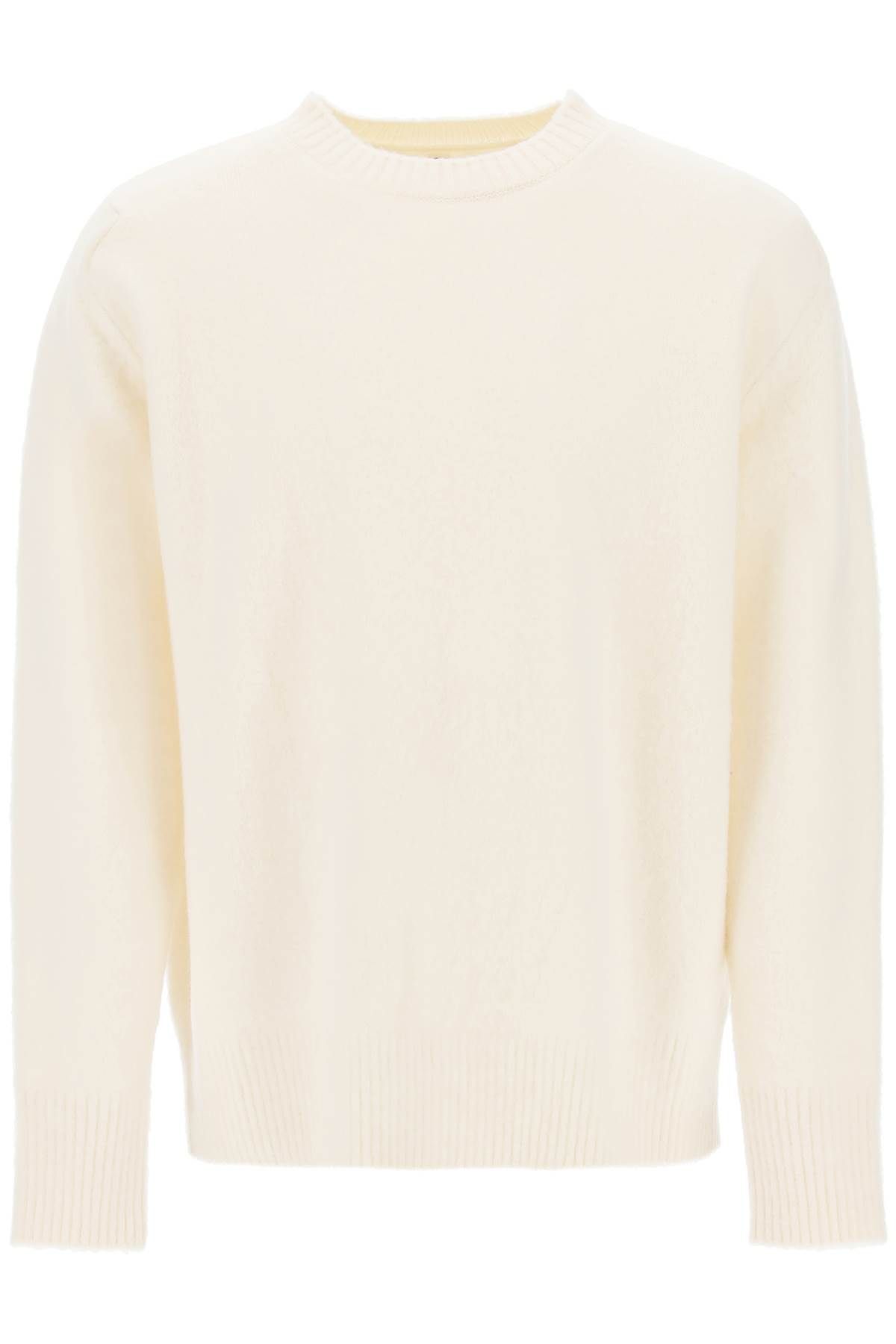 Shop Oamc Wool Sweater With Jacquard Logo In White