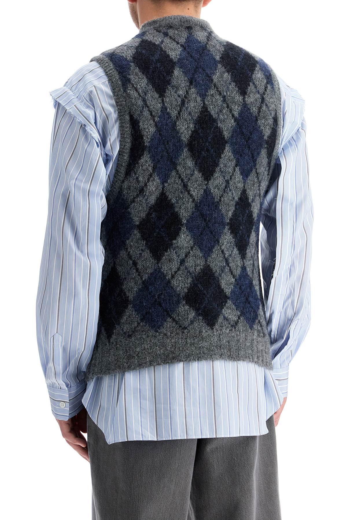 Shop Our Legacy Soft Duke Argyle Formal Knit Vest In Grey