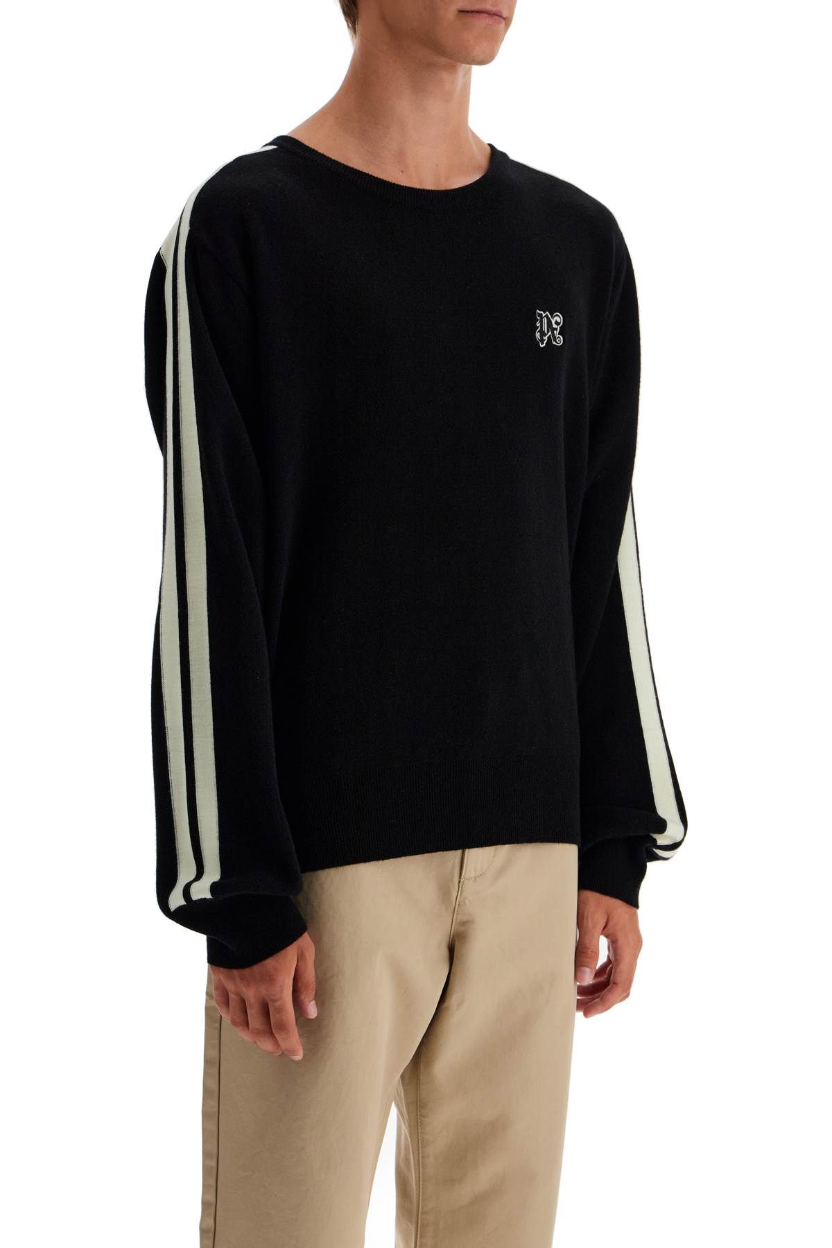 Shop Palm Angels Track Band Pullover Sweater With In Black