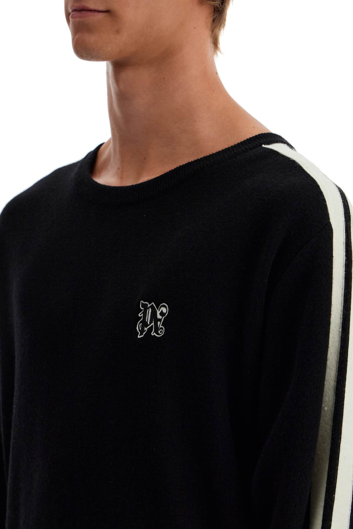 Shop Palm Angels Track Band Pullover Sweater With In Black