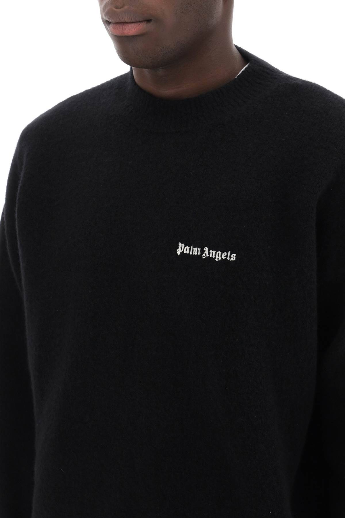 Shop Palm Angels Sweater With Logo Embroidery In Black