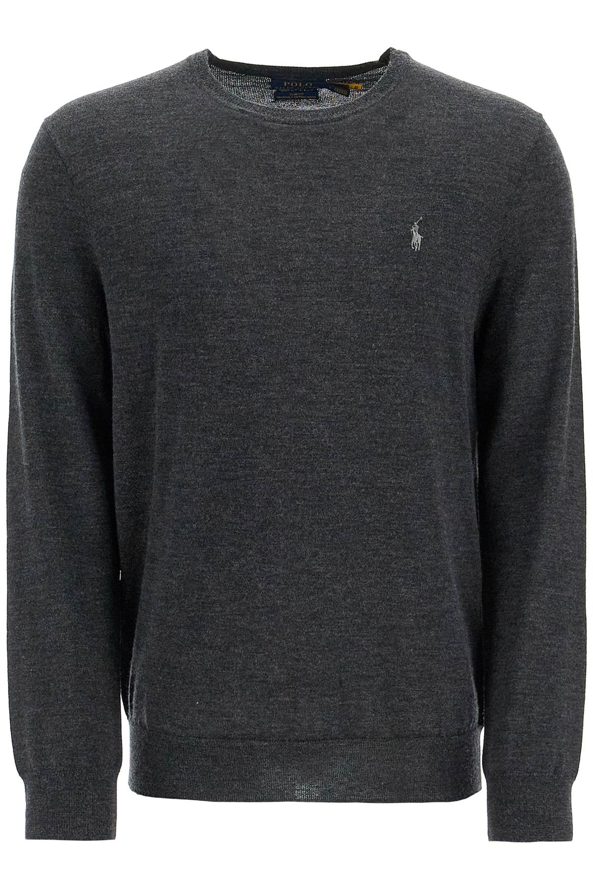 Shop Polo Ralph Lauren Crewneck Pullover With Embroidered In Grey