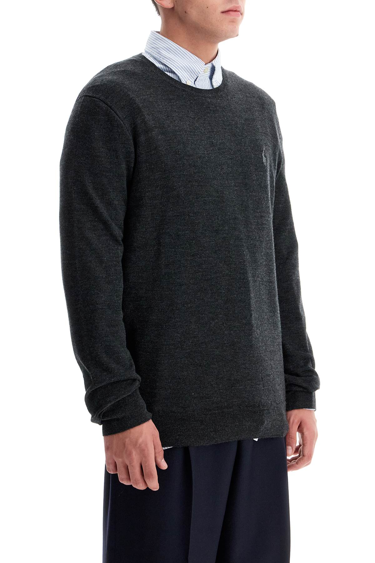 Shop Polo Ralph Lauren Crewneck Pullover With Embroidered In Grey