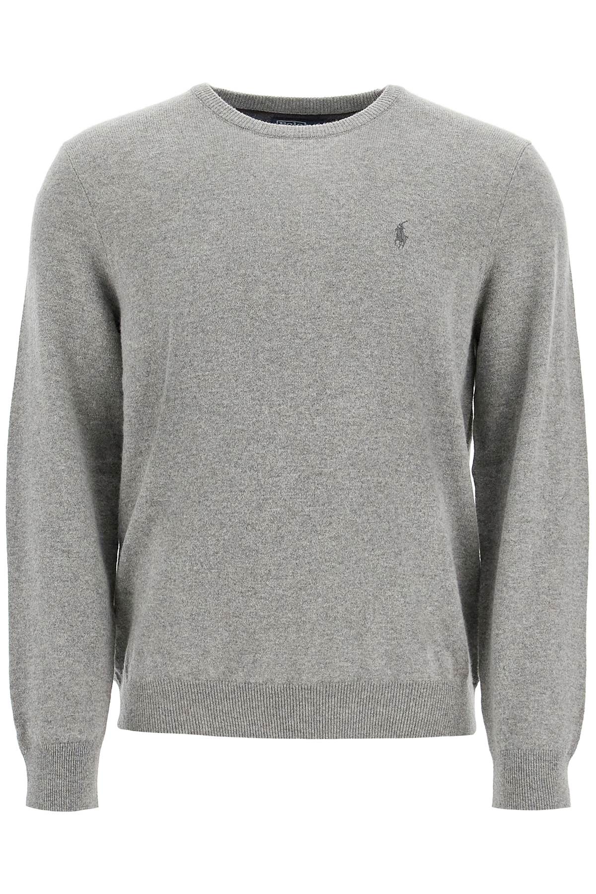 Shop Polo Ralph Lauren Wool Pullover With Pony Embroidery In Grey