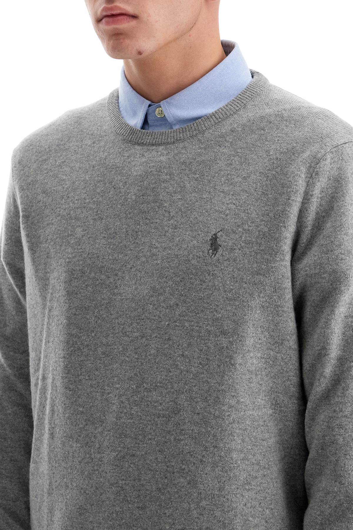 Shop Polo Ralph Lauren Wool Pullover With Pony Embroidery In Grey