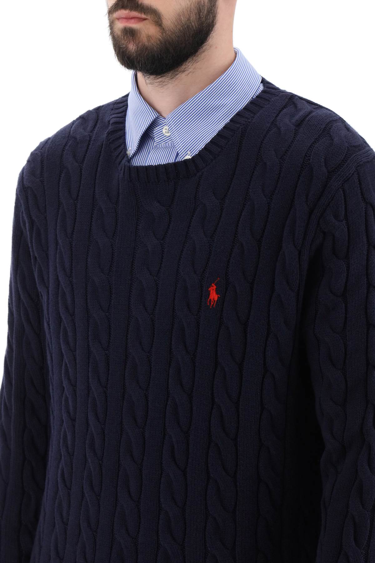 Shop Polo Ralph Lauren Crew-neck Sweater In Cotton Knit In Blue