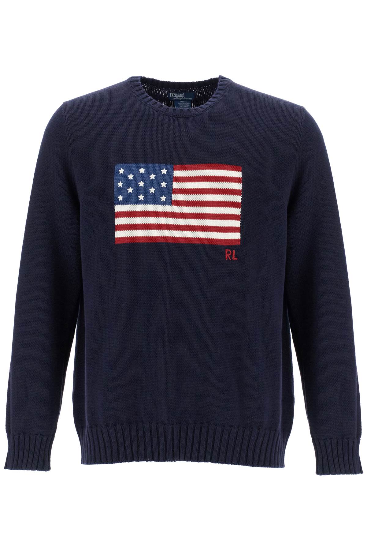 Shop Polo Ralph Lauren Sweater With American Flag In Blue