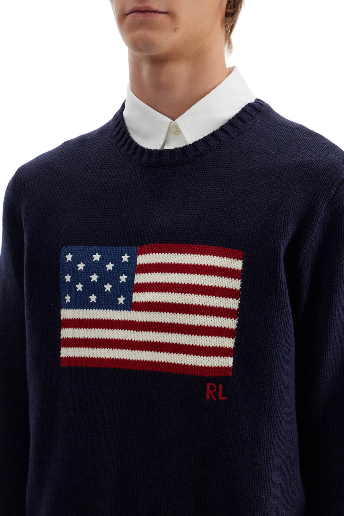 Shop Polo Ralph Lauren Sweater With American Flag In Blue