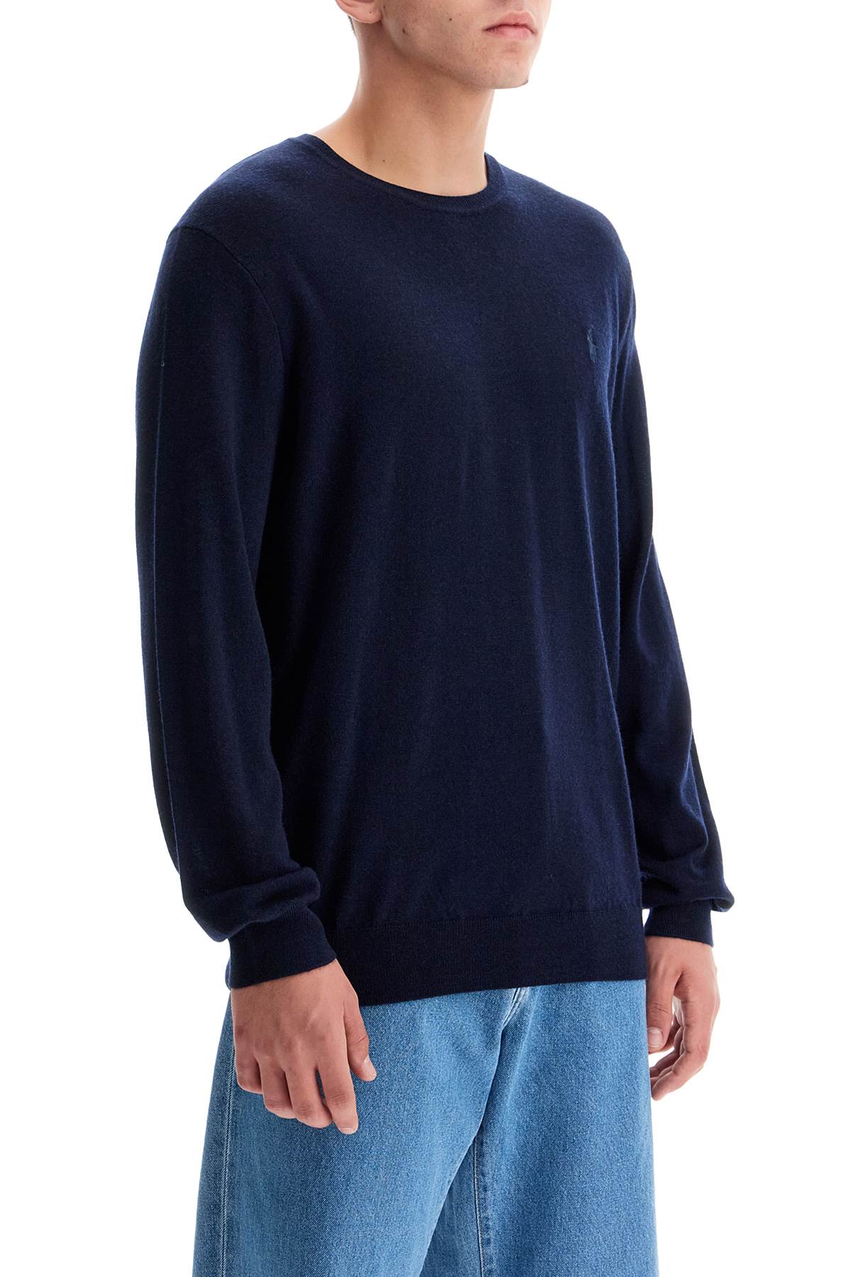 Shop Polo Ralph Lauren Crewneck Pullover With Embroidered In Blue