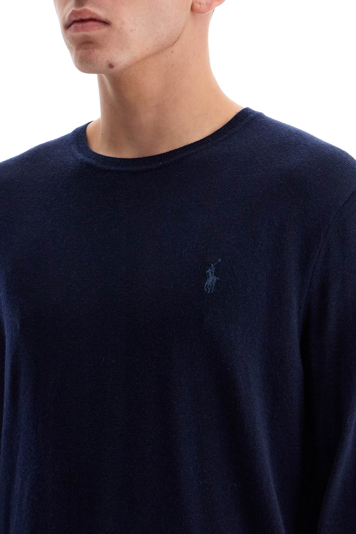 Shop Polo Ralph Lauren Crewneck Pullover With Embroidered In Blue