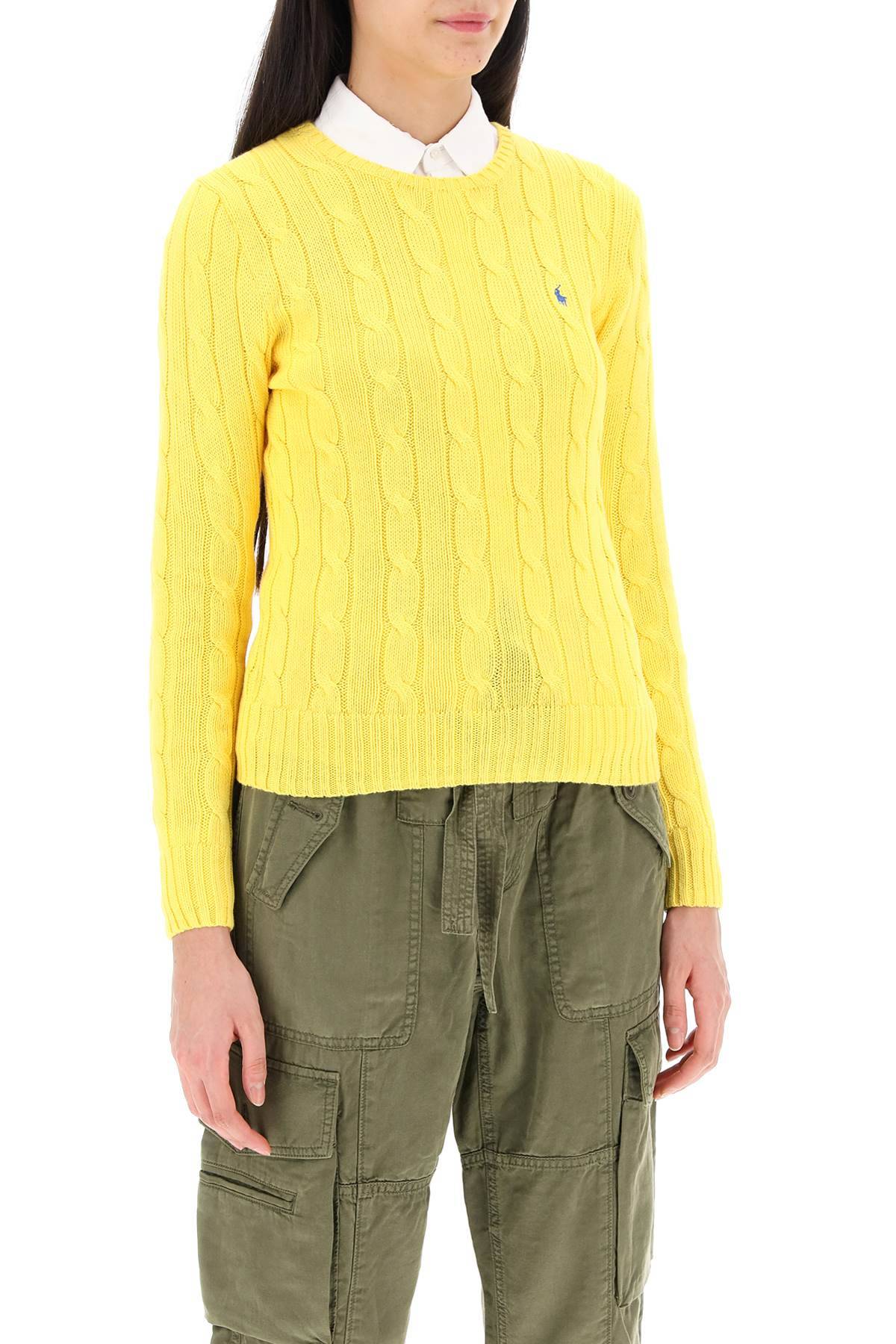 Shop Polo Ralph Lauren Cable Knit Cotton Sweater In Yellow
