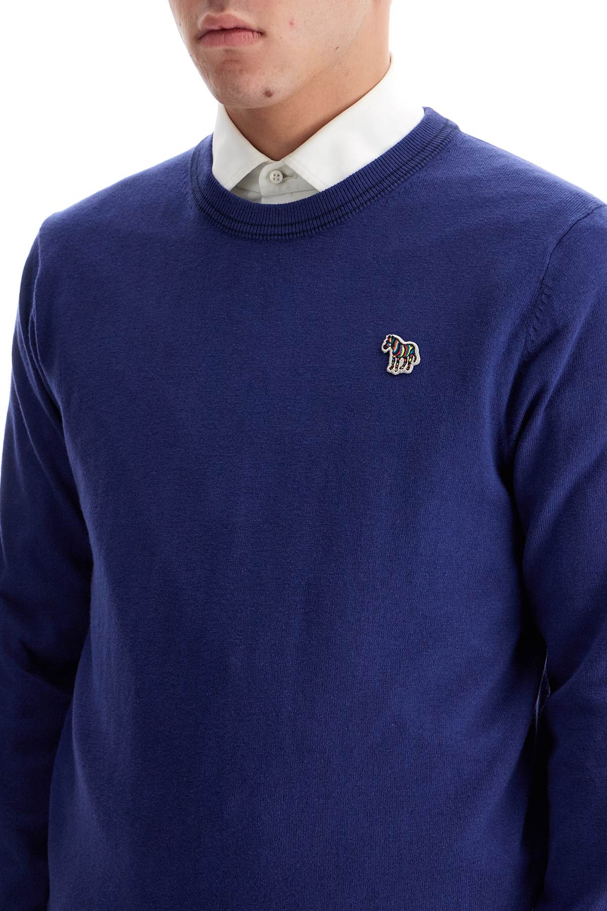 Shop Ps By Paul Smith Cotton And Wool Blend Pullover Sweater In Blue