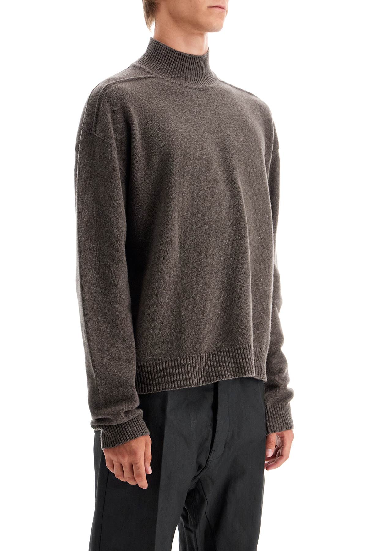 RICK OWENS HIGH-NECK CASHMERE PULLOVER SWEATER 