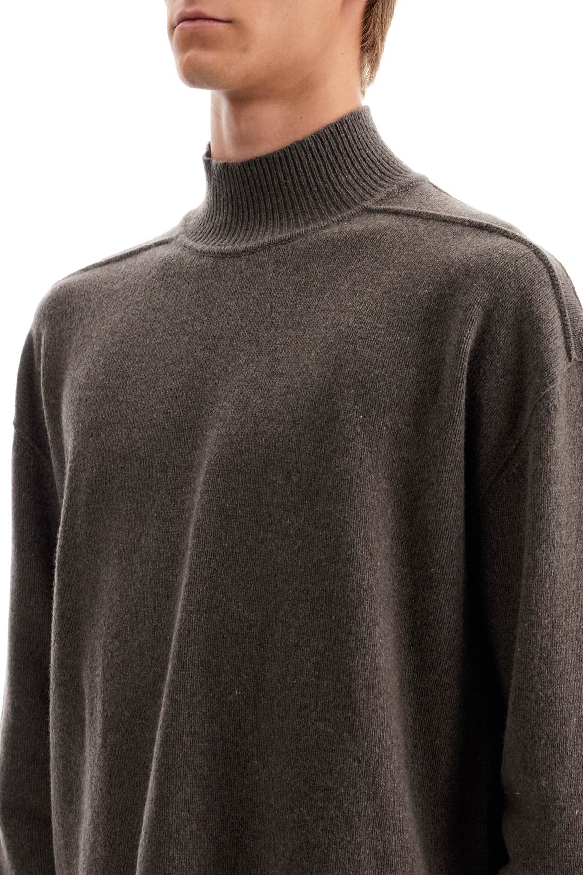 RICK OWENS HIGH-NECK CASHMERE PULLOVER SWEATER 