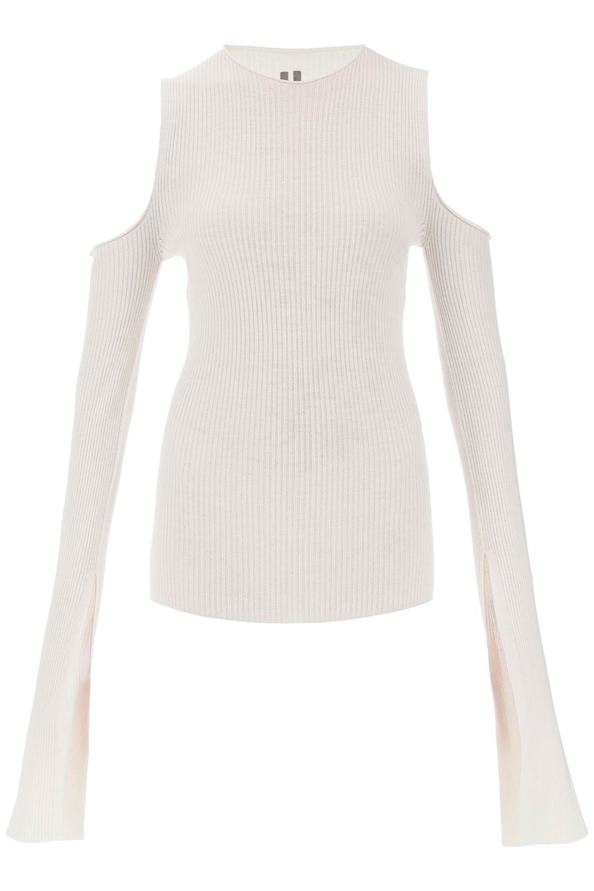 Shop Rick Owens Sweater With Cut-out Shoulders In White,neutro