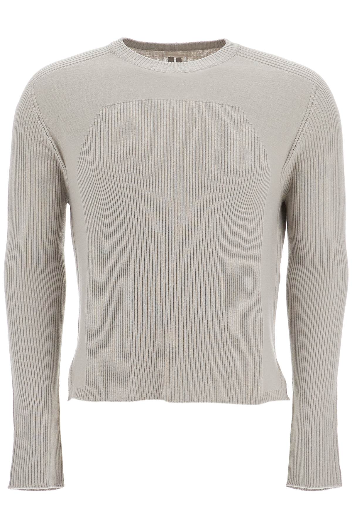 Shop Rick Owens "ribbed Wool Geo Pullover Swe In Grey