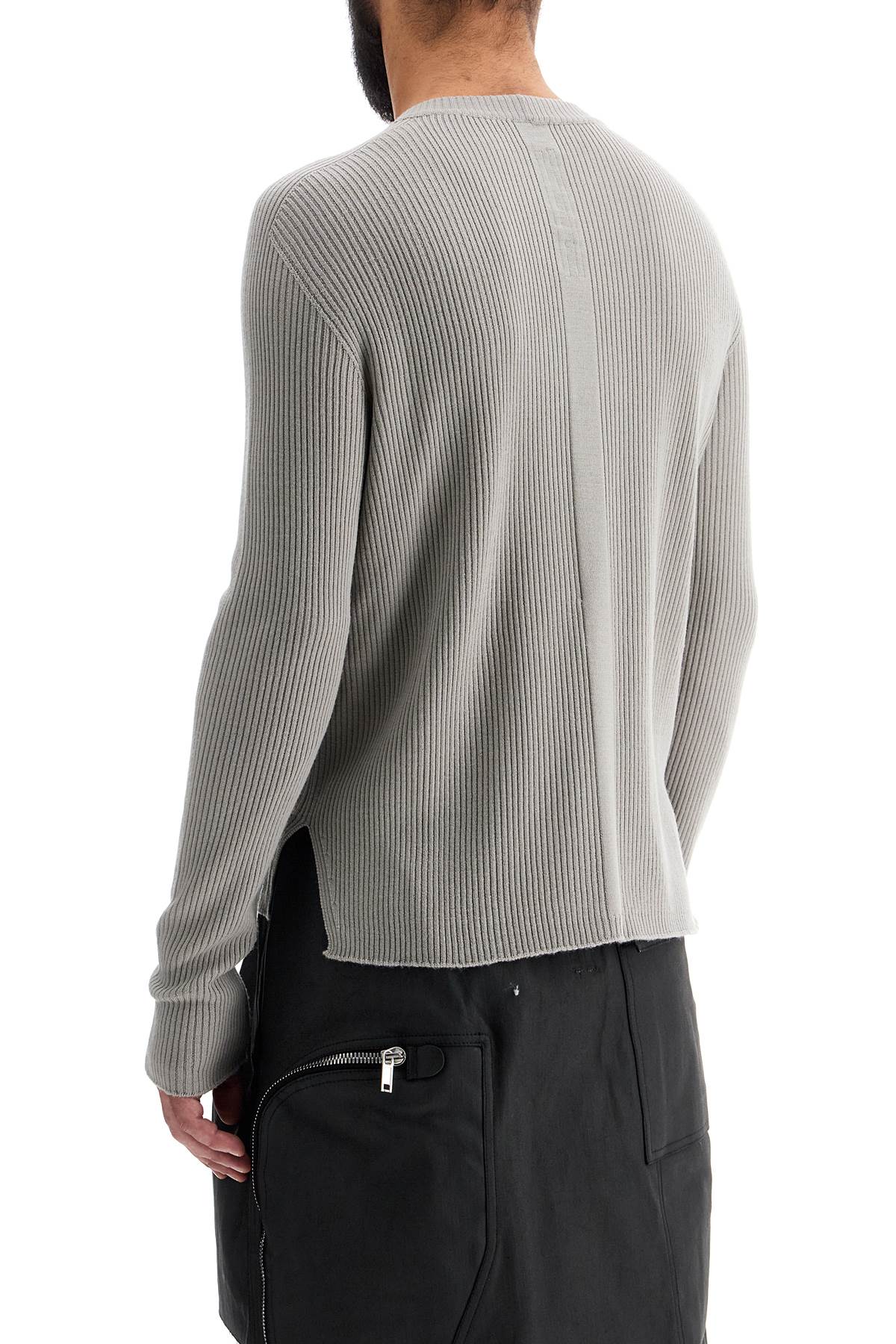 Shop Rick Owens "ribbed Wool Geo Pullover Swe In Grey