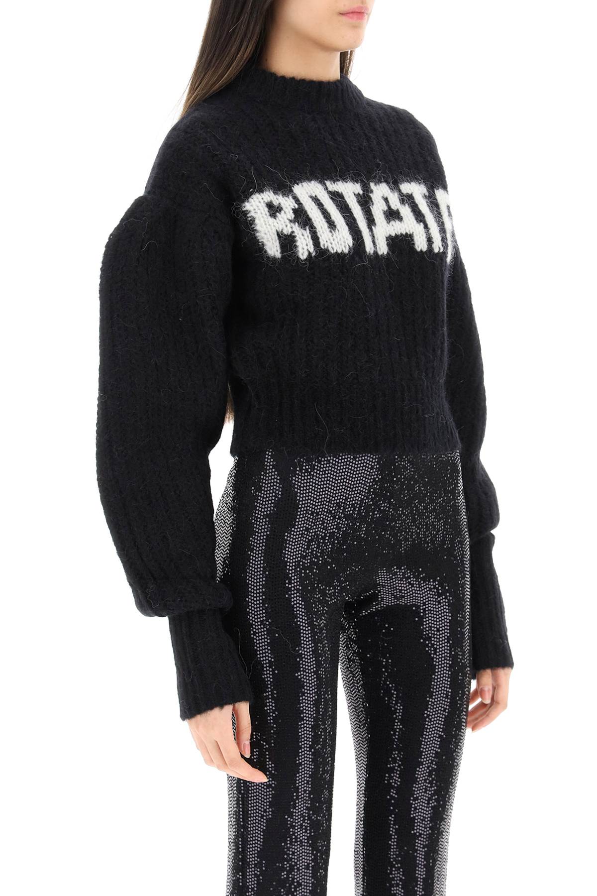 Shop Rotate Birger Christensen Wool And Alpaca Sweater With Logo In Black