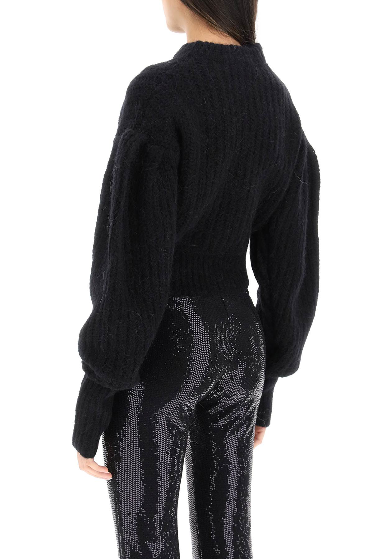 Shop Rotate Birger Christensen Wool And Alpaca Sweater With Logo In Black
