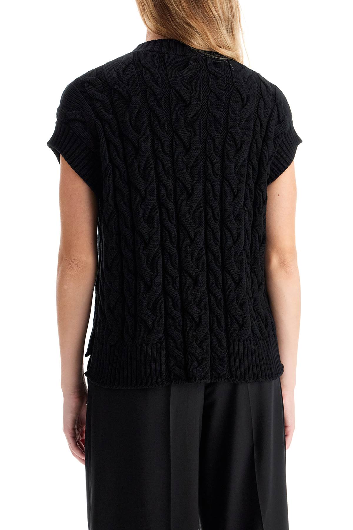 Shop 's Max Mara Cotton Cable Knit Vest With Braided Design In Black