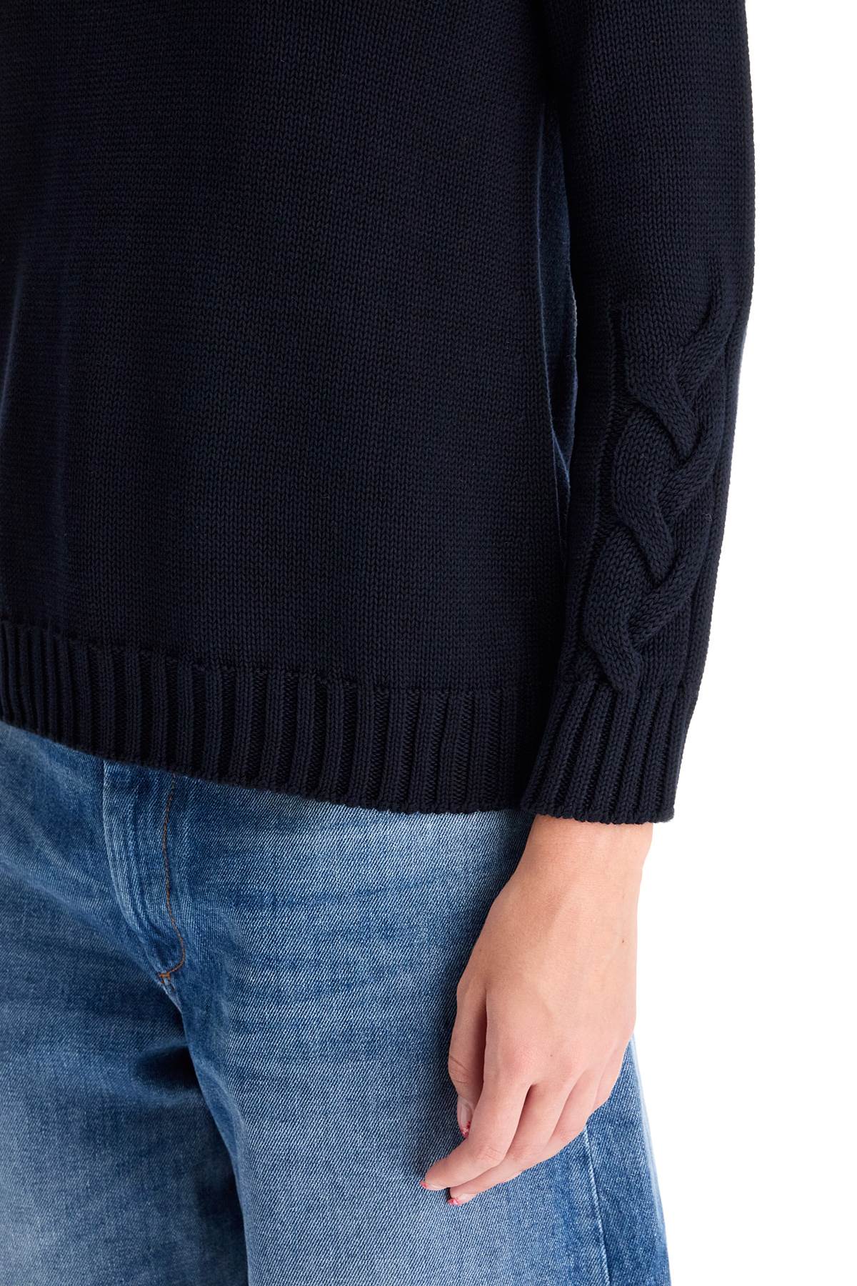 Shop 's Max Mara Cotton Cable Knit Sweater In 10 Words In Blue