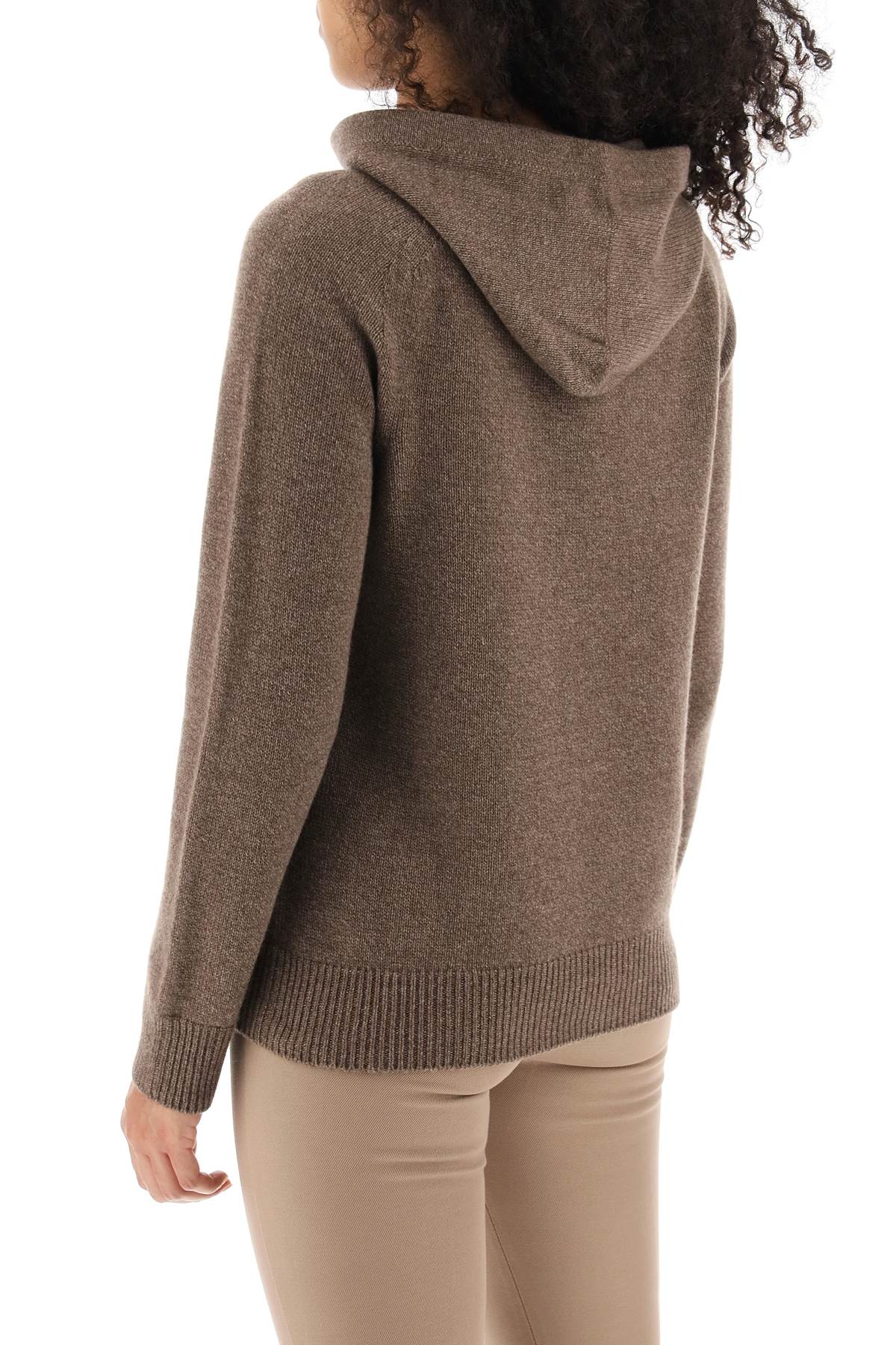 Shop 's Max Mara 'virgola' Cashmere Knit Hoodie In Brown