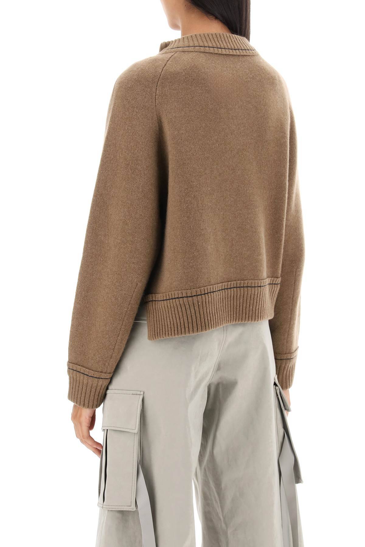 Shop Sacai Cashmere Cotton Sweater In Brown