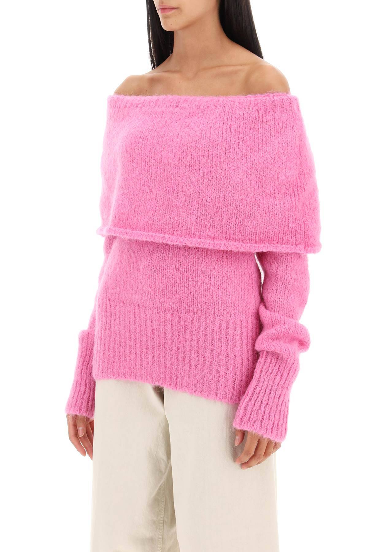 Shop Saks Potts 'skylar' Off-shoulder Sweater In Fuchsia