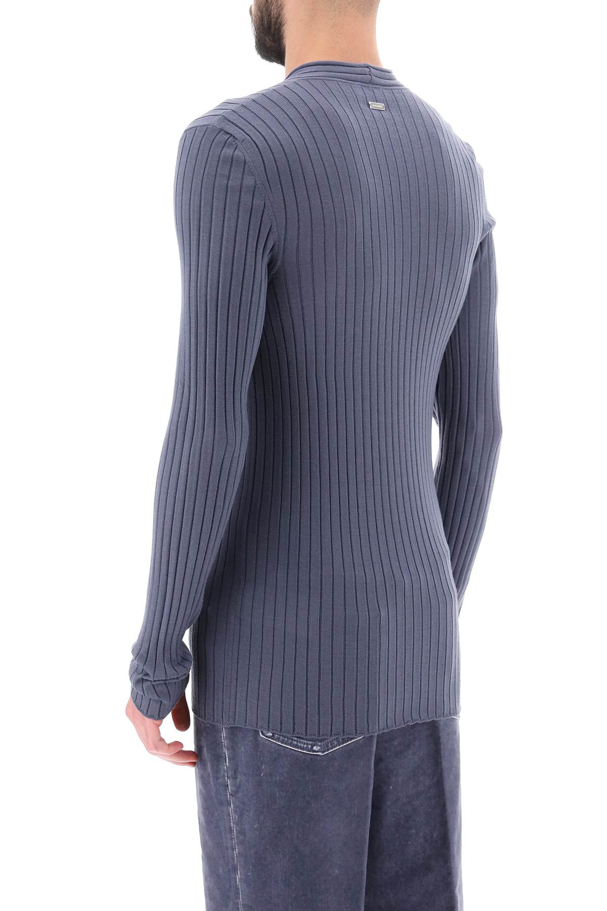 Shop Ferragamo Ribbed-knit Sweater In Light Blue