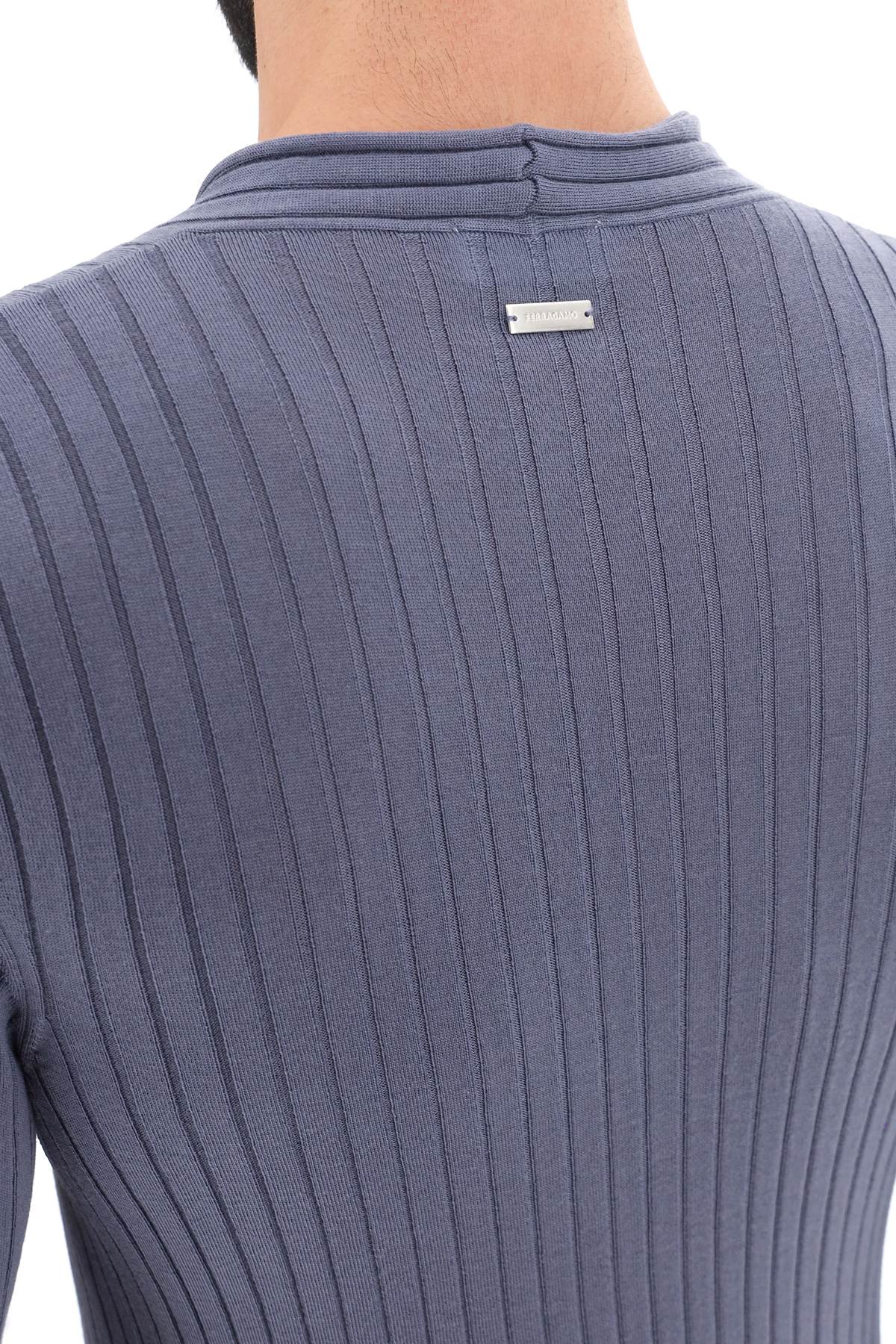 Shop Ferragamo Ribbed-knit Sweater In Light Blue