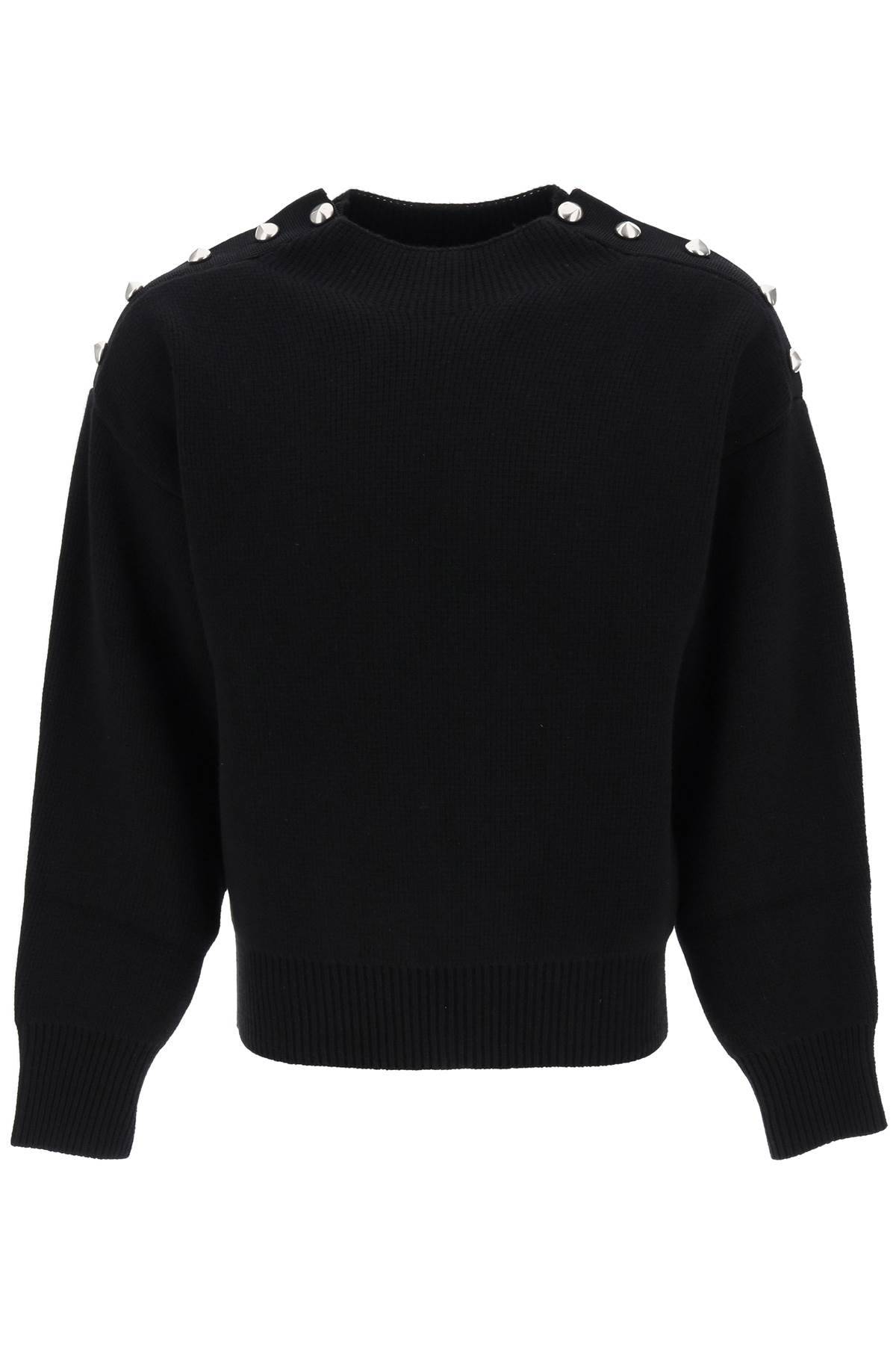 Ferragamo Metal Button Sweater In Black