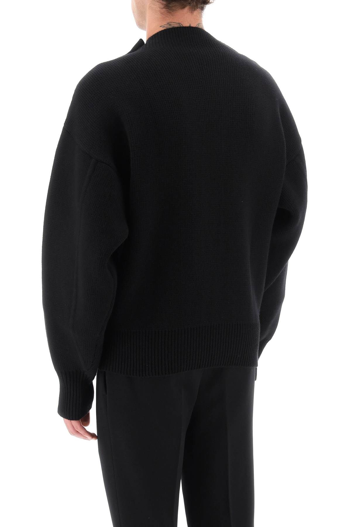 Shop Ferragamo Metal Button Sweater In Black