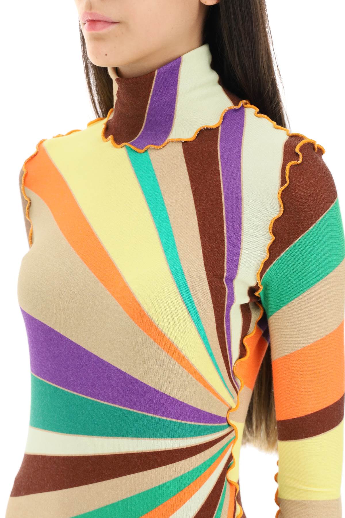 Shop Siedres Multicolored Turtleneck Sweater With Gathered Stitching