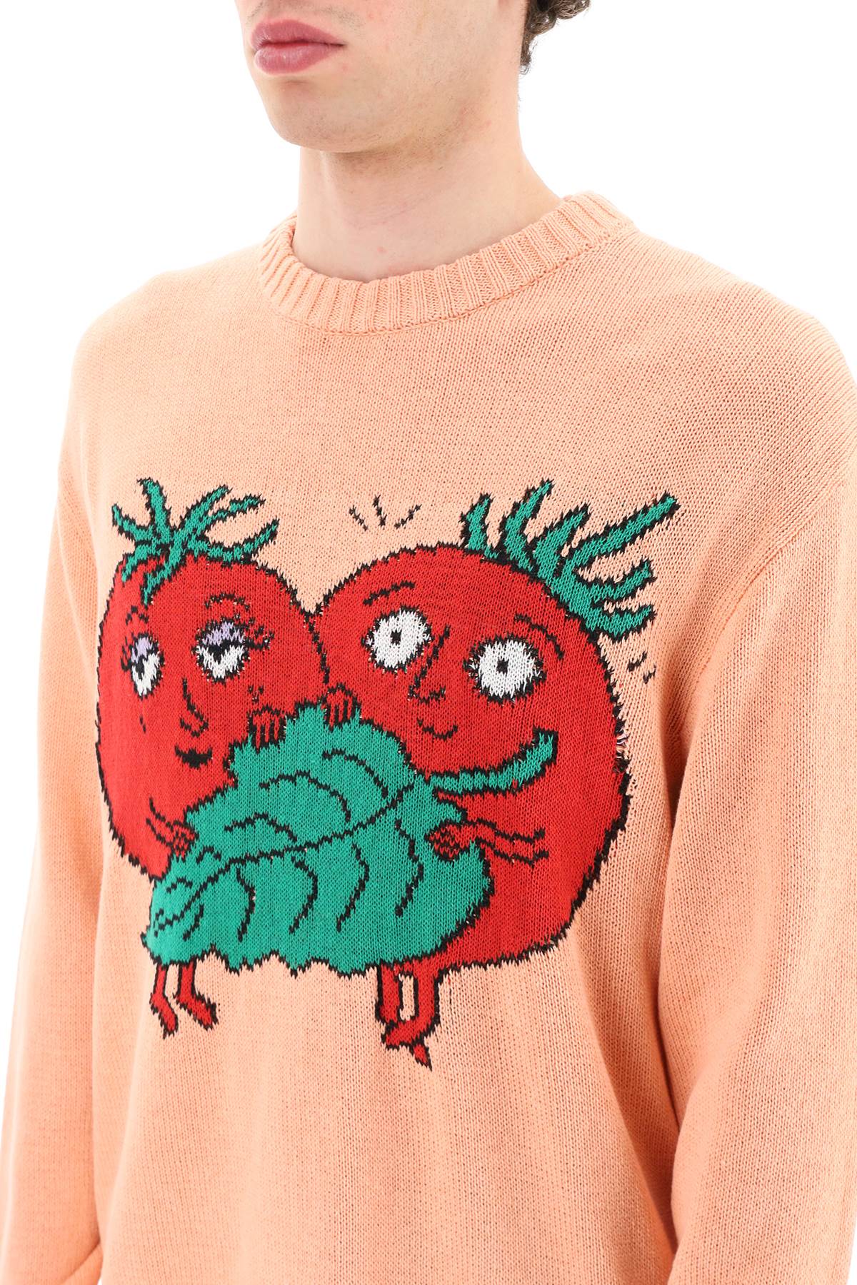 Shop Sky High Farm 'happy Tomatoes' Cotton Sweater In Pink