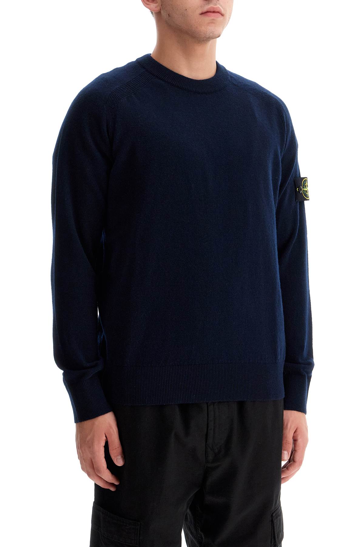 Shop Stone Island Rws Wool Raglan Pullover In Blue