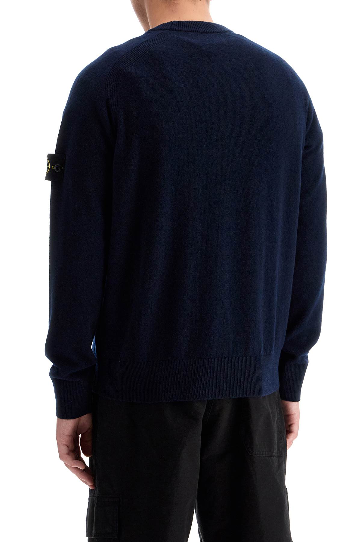 Shop Stone Island Rws Wool Raglan Pullover In Blue