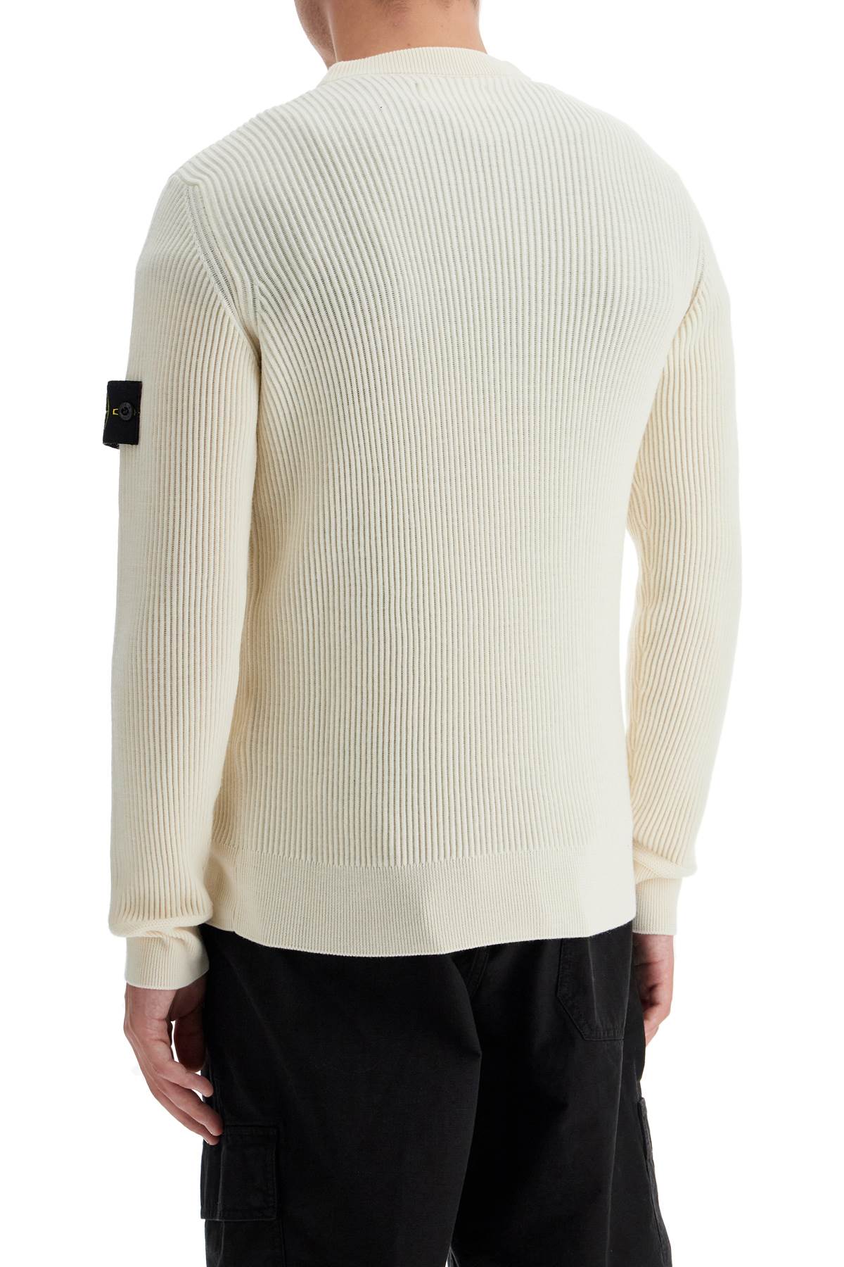 STONE ISLAND RIBBED WOOL CREWNECK SWEATER 