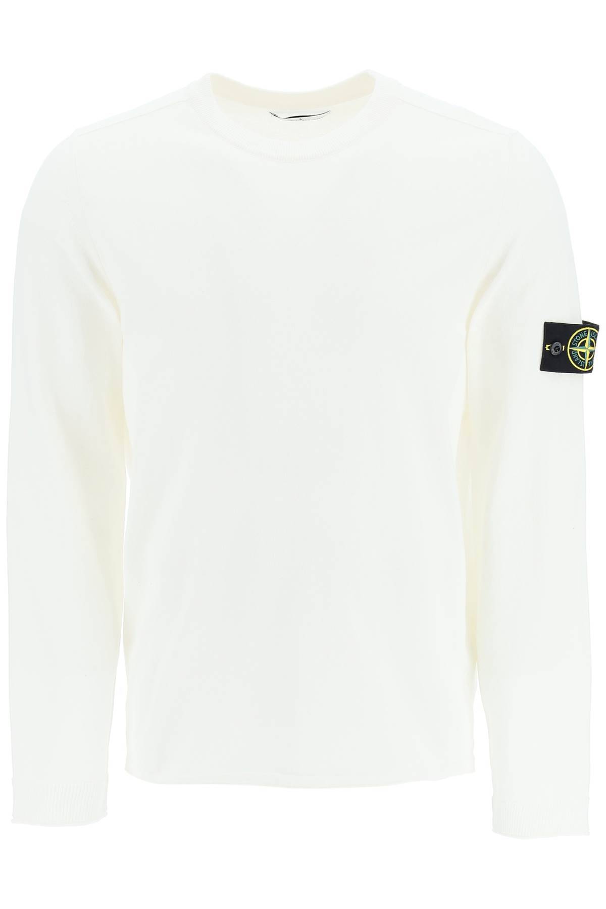 Shop Stone Island Raw Cotton Sweater In White