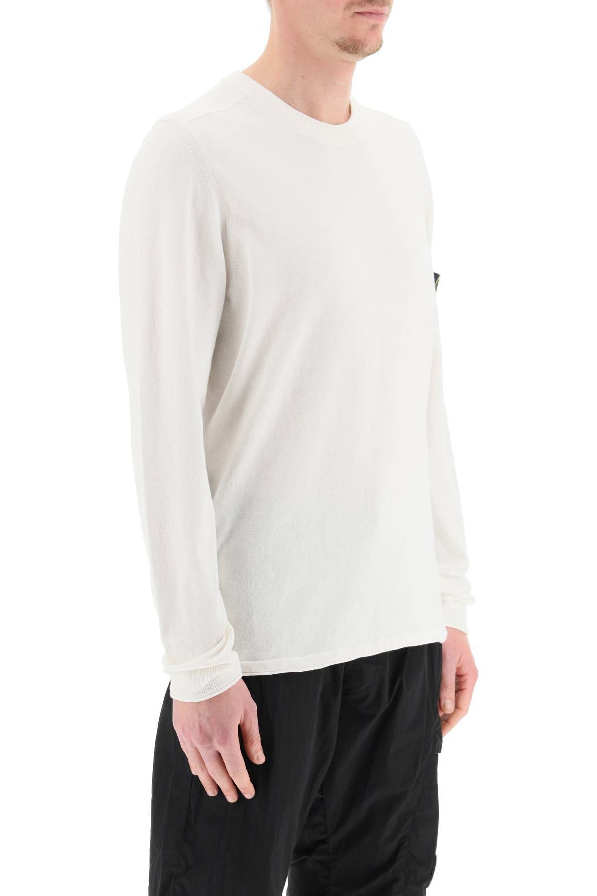 Shop Stone Island Raw Cotton Sweater In White