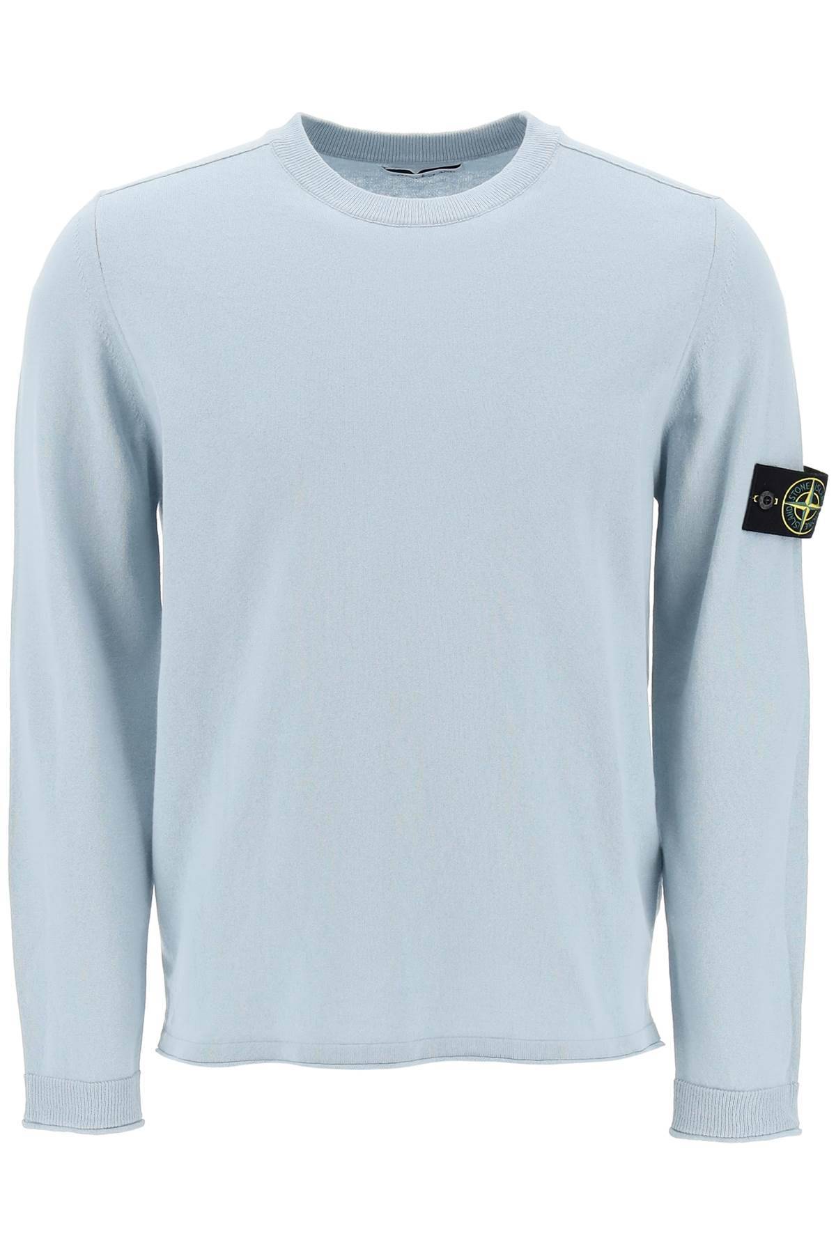Shop Stone Island Raw Cotton Sweater In Light Blue