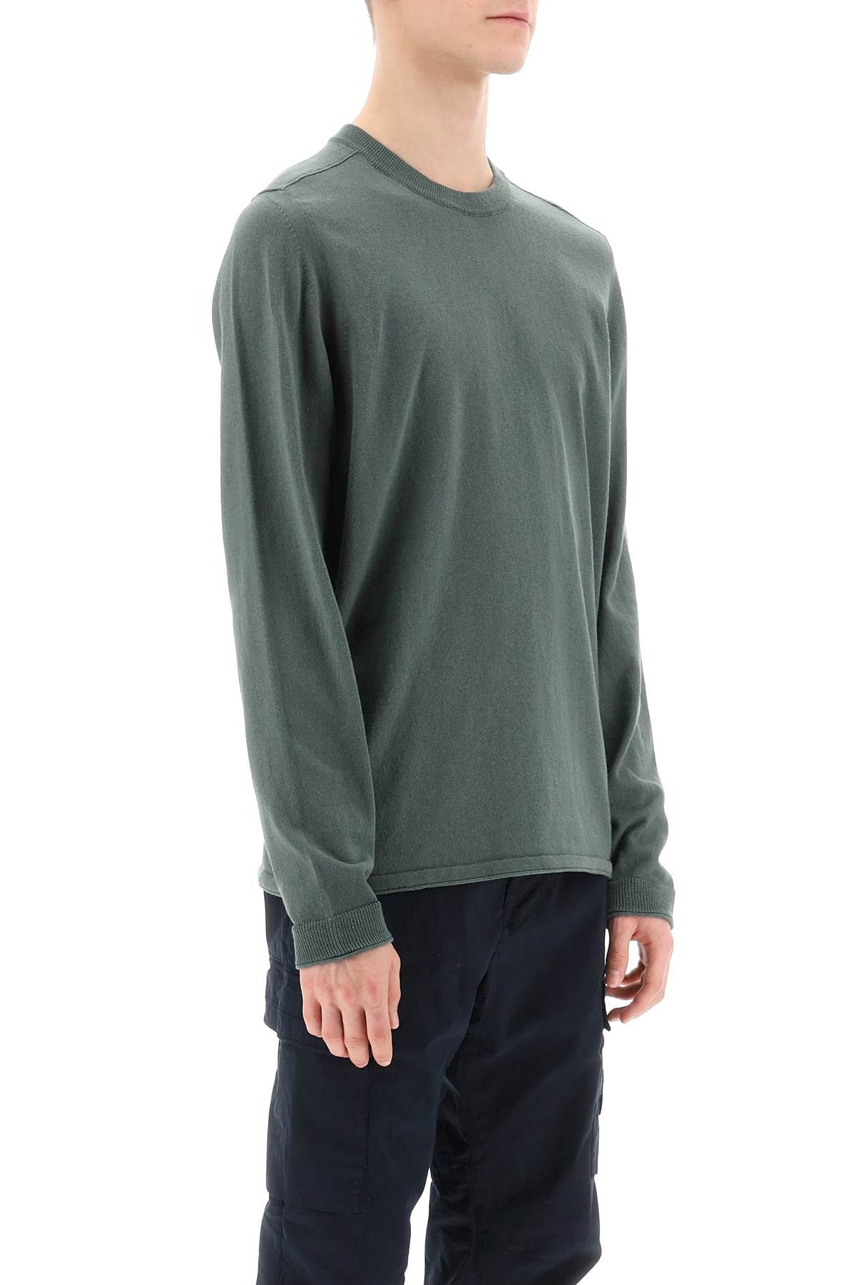 Shop Stone Island Raw Cotton Sweater In Green