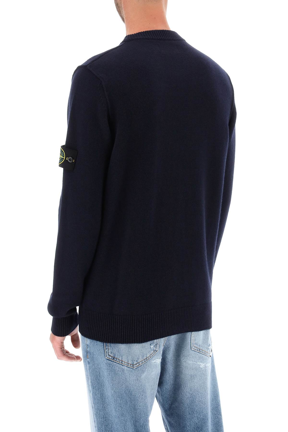 Shop Stone Island Crew-neck Sweater In Wool In Blue